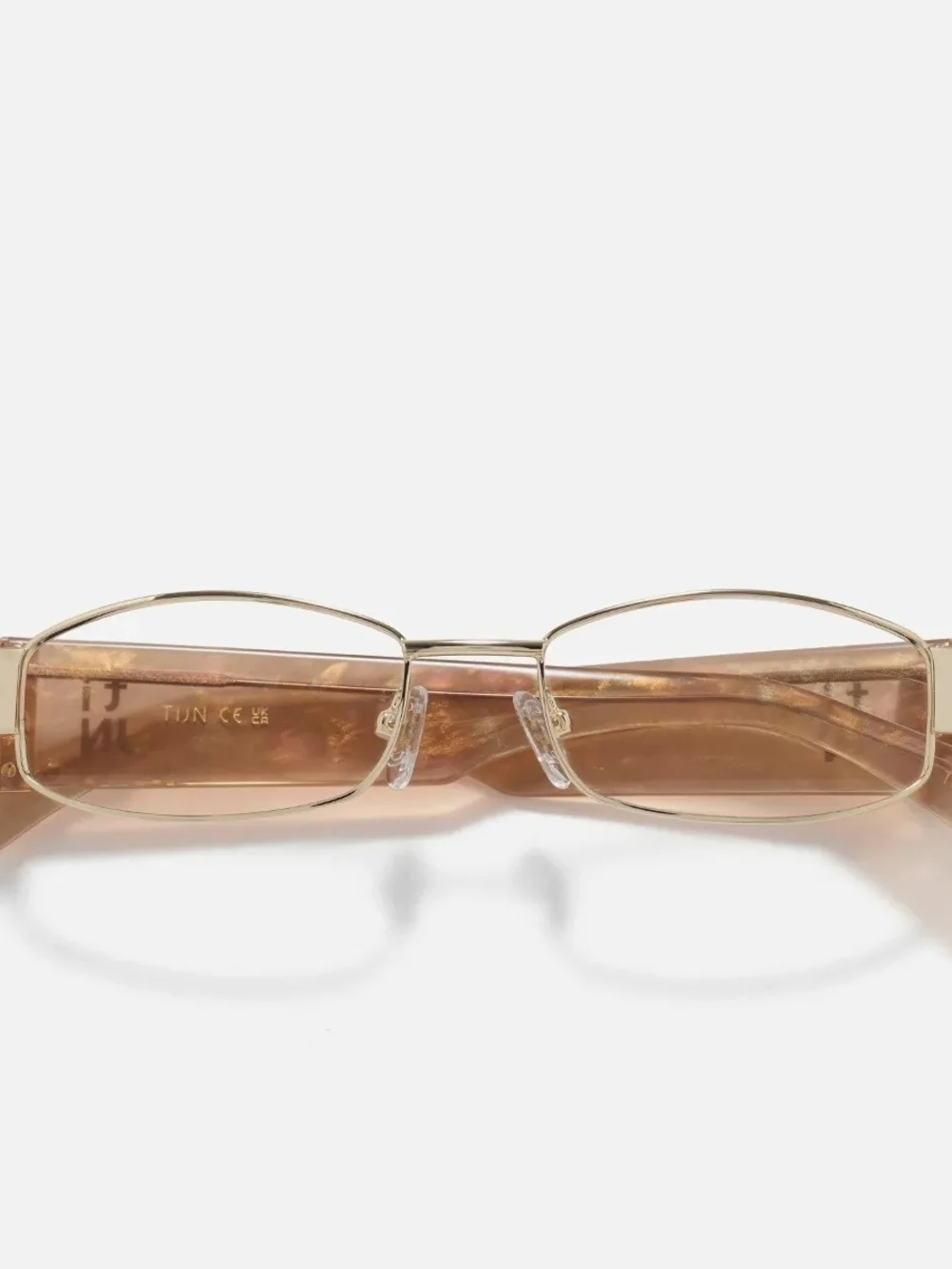 TIJN Talani Blue Light Gold Frame Reading Glasses with Marbled Tan Temples